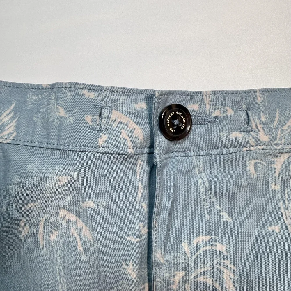 Chubbies‎ Shorts Mens 3XL Blue Palm Tree Beach Print Chino Elastic Waist